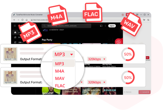 Rip YouTube Music to MP3, WAV, FLAC, M4A