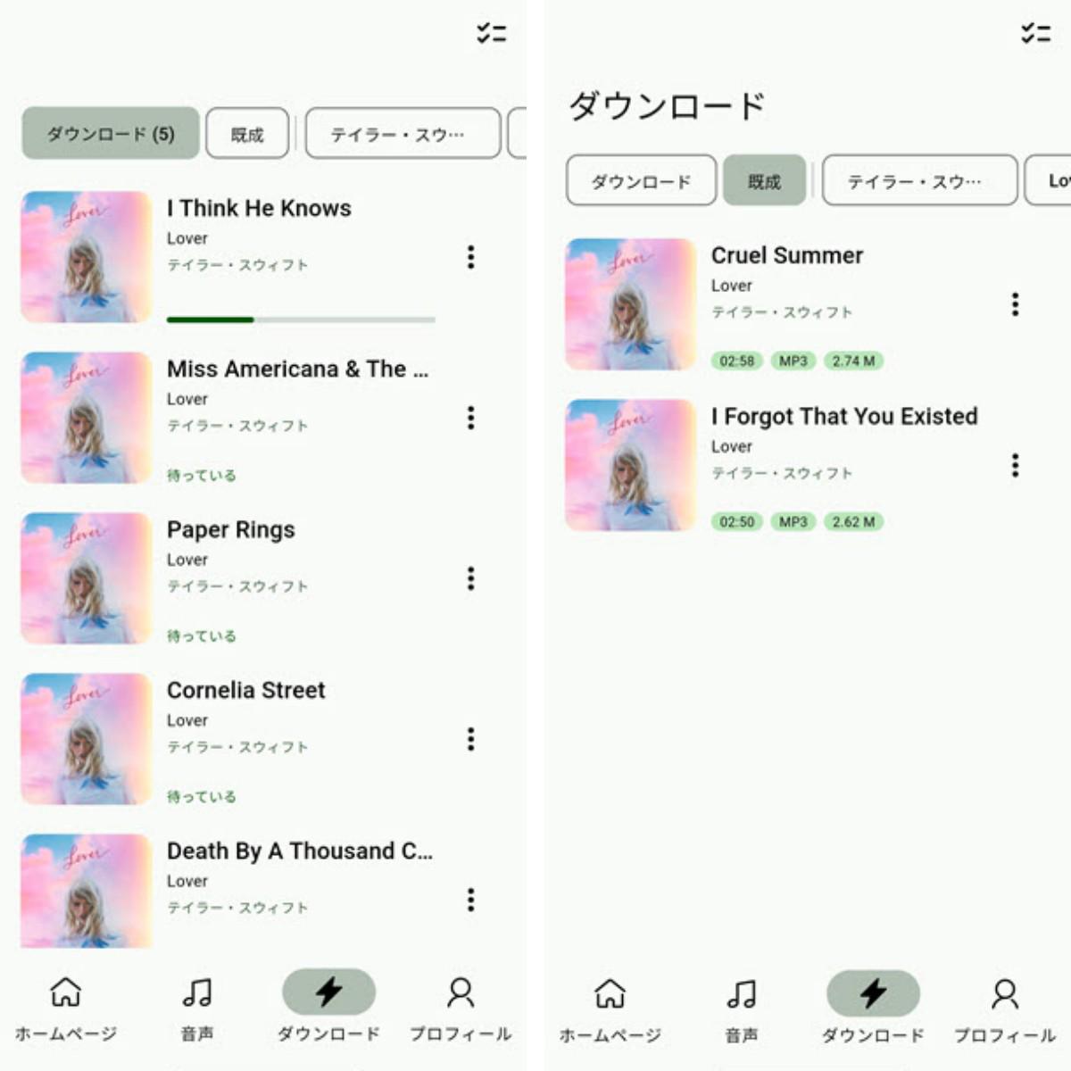 変換済みのSpotify曲を確認